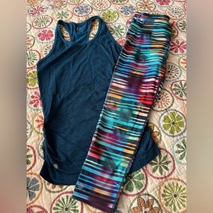 Athleta Sonic Crop tights and rouched run tank.  Both Size Small.